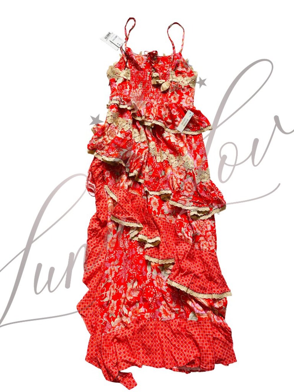 SPELL x Free People Full Bloom Ruffle Soirée Dress (size M) NWT - Picture 9 of 13